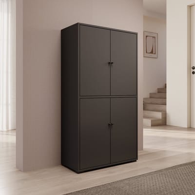 Meubella - Deacon - Schoenenkast - Zwart - 70x33x131 cm