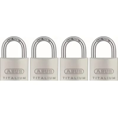 Abus Hangslotenset Kti13/40 - Massief Aluminium Hoge Veiligheid - Behuizing 40 Mm - Set Van 4 Stuks