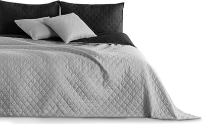 Famanu - Sprei 240x260 cm zwart-zilver, dubbelzijdig onderhoudsvriendelijk ontwerp