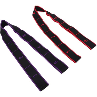 2PCS Bande de Résistance Élastique Numérotée 8 Sections Bande de Résistance Élastique Fitness pour Étirement et Yoga