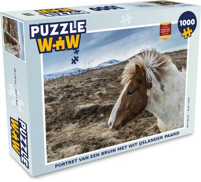 Puzzel Portret van een bruin met wit IJslander paard - Legpuzzel - Puzzel 1000 stukjes volwassenen