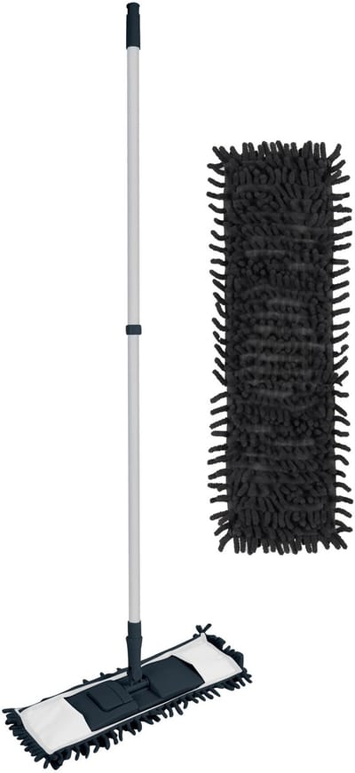 Urban Living vloerwisser microvezel systeem - met steel - verstelbaar - vloertrekker - blauw - met 2x dweilen - grote noppen