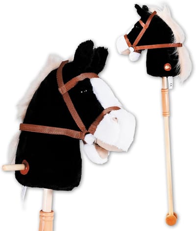 Steekpaard - Houten paard - Buiten spelen - Met geluidsmodule - 95 cm - Zwart
