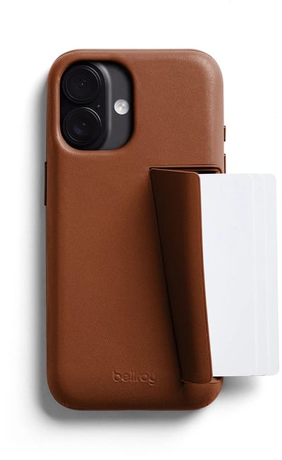 Bellroy 3 Card Portemonnee Hoesje iPhone 17 – Opslag voor 3 Kaarten – Functie als Telefoonstandaard – Reserve SIM-kaartsleuf - Oranje