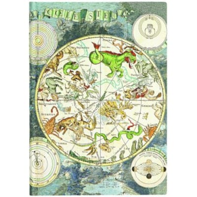 Paperblanks flexis cahier, celestial planisphere midi, formaat 13 x 18 cm., gelinieerd