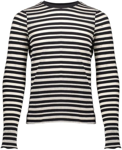 Geisha winter top meisjes - zwart/wit - ajour - longsleeve, gestreept