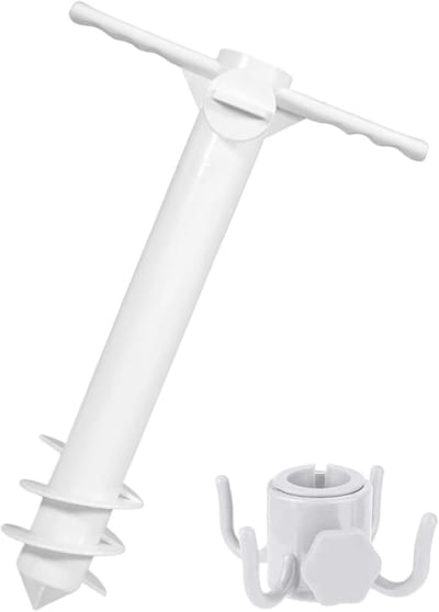 Parasolboor - Parasolhouder - Buitenactiviteiten - Stabiele grondverankering - Wit