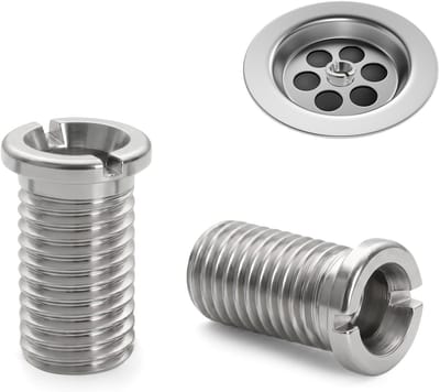 RVS Gootsteen Zeefbout Set van 2, Holle Schroef voor Keukengootsteen, Afvoerstop en Koppelingen M12 x 25 mm