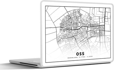 Laptop sticker - 15.6 inch - Plattegrond - Oss - Nederland - 36x27,5cm - Laptopstickers - Laptop skin - Cover - Stadskaart