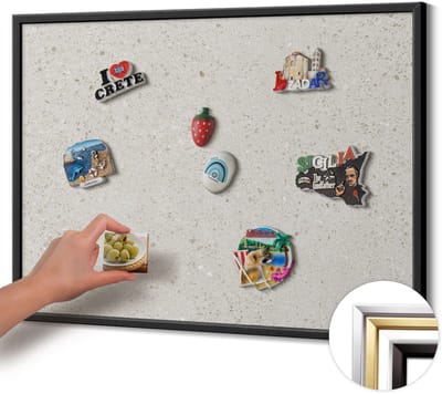 Wallfluent - Romig Magnetisch Bord met Kleurvariaties - 80 cm x 60 cm - Magneetbord met Zwarte Frame - Licht steengoed - Magnetisch Bord voor aan de Wand - Magnetisch Bord Decoratief - Magneetbord met Effen Frame