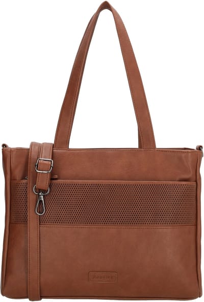 Beagles Pamplona Schoudertas - Dames - Stijlvol - Dagelijks Gebruik - Verstelbare Schouderband - Handvatten - Shopper - Crossbody - Tas - Cognac