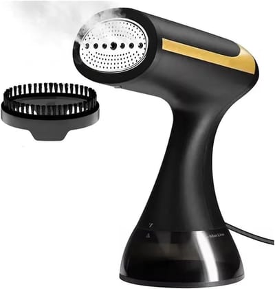 Handstrijkijzer met stoomfunctie, staand stoomstrijkijzer, handstrijkijzer geschikt voor thuis/op reis, draagbaar stoomstrijkijzer, 300 ml, stoomstrijkcombinatie (zwart)