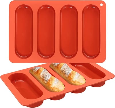 Siliconen Broodpan voor Hotdogbroodjes - 2 Stuks Mini Baguette Bakvormen voor Pies en Broodjes