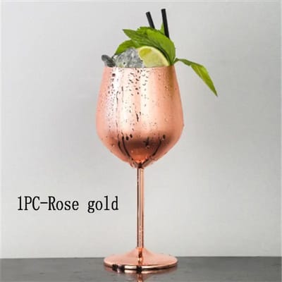 2 Stuks Wijnglazen Roestvrij Staal Metalen Wijnglas Bar Wijnglas Champagne Cocktail Drinkbeker Bedels Feestartikelen 401-500ml beige