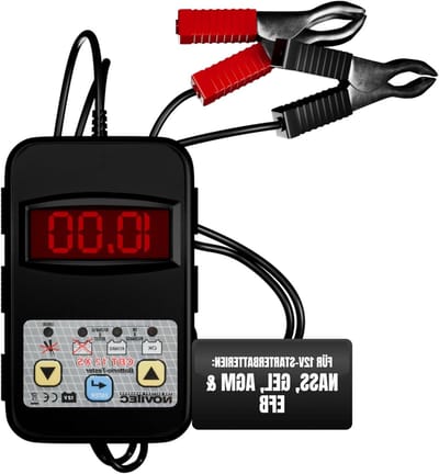 Accutester - Batterijtester - 12V Batterijen Testen - Zeer efficiënt - 12 x 7 x 2 cm - Zwart