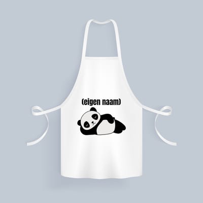 Akyol - liggende panda met eigen naam Keukenschort - Panda - panda liefhebbers - iemand die houdt van panda's - verjaardag - cadeau - kado - 82 bij 71 cm