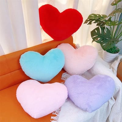 Decoratieve Hartvormige Kussen - Zacht Pluche Kussen voor Woonkamer, Kinderkamer en Bed - Perfect Cadeau in Paars, 18 x 14 inch