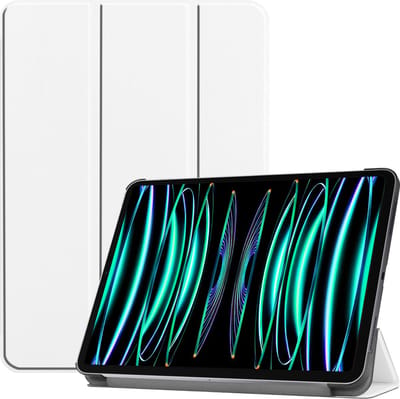 Hoesje Geschikt voor Apple iPad Pro (2022) - 11 inch - 4e generatie - Dun & Stevig - Trifold Bookcase - Hard Cover - Hardcover Book Case - Tablet Hoes - Wit