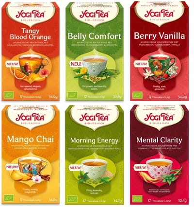 Yogi Tea - De 6 Nieuwste Smaken - Biologische Kruidenthee - voor de echte yogi tea fan - 6 Pakjes van 17 Theezakjes