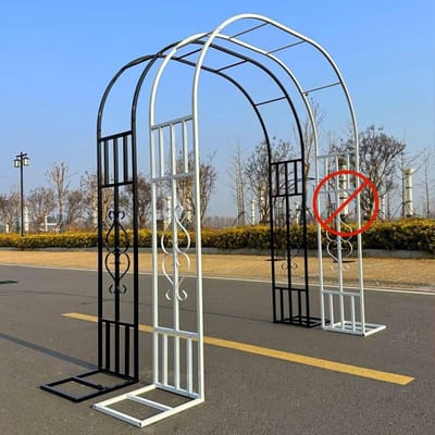 Metalen Rozenboog - Tuinboog Klimplanten - Decoratieve Tuin - Roestvrij Staal - 230 cm Hoog - Zwart