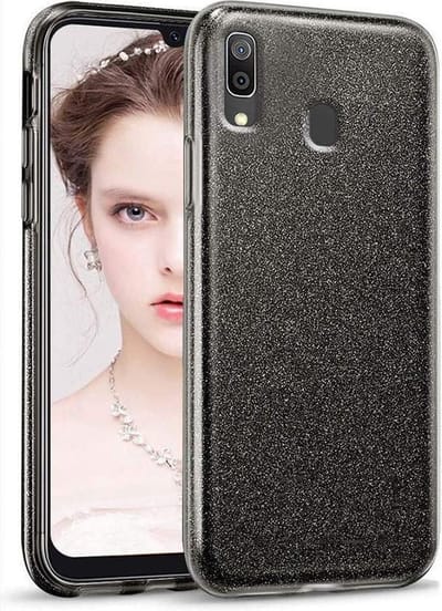 Backcover Hoesje Geschikt voor: Samsung Galaxy A10S Glitters Siliconen TPU Case zwart - BlingBling Cover