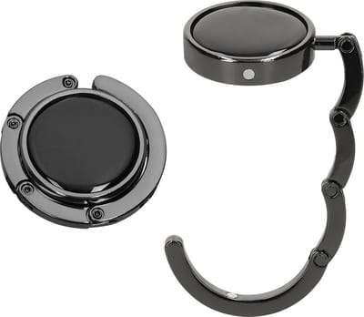kwmobile tashanger voor tafels - 2 stuks - Uitvouwbare tassenhanger - Draagbare Tassenhaak - Hang je tas veilig op in restaurant en bar - In zwart / leisteen