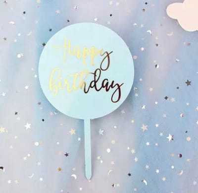 Akyol - Happy Birthday Taart Topper - blauw/goud -Happy Birthday taart topper blauw/goud- Taart topper - Cake topper - Happy birthday - Verjaardagstaart topper - Verjaardag - Taart prikker- Cake prikker – prikker