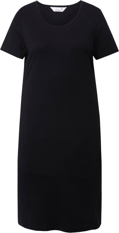 MIAMODA - Dames - Jersey midi-jurk straight fit Hummer-print op de rug - Zwart - Maat 46