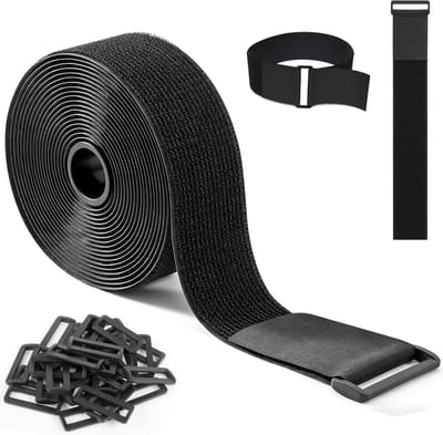 Namajunas - Klittenband - Klittenband zelfklevend - Dubbelzijdig Klittenband kabelbinder - Velcro Klittenband naaibaar - 2cm x 10 meter - Extra sterk - DIY - Verstelbare kabelbinders - Met 50 ringen - Herbruikbaar