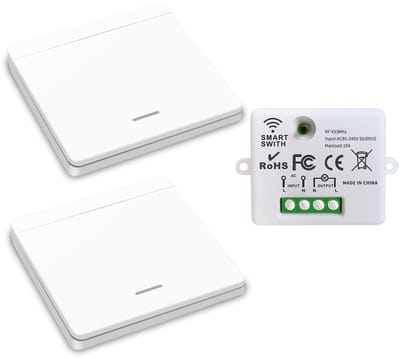 RF Veiligheidsschakelaar Set – Draadloos Lampbesturing tot 1500W, 10A Relais, Geschikt voor Binnenverlichting