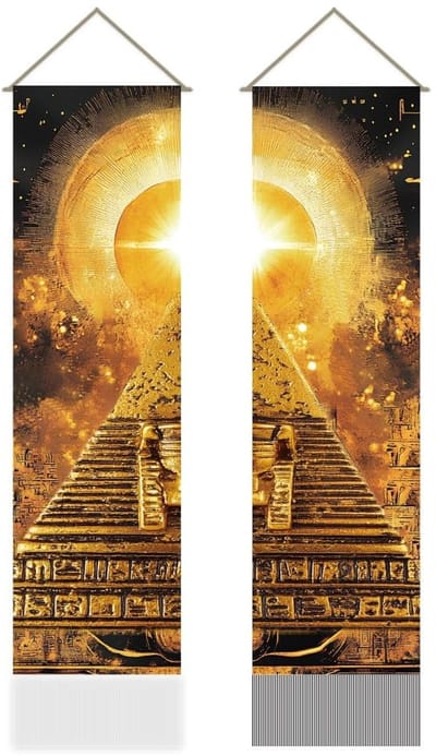 Dailygoods- Wandtapijt Set van 2 - Oude Egypte/Piramide - Mythologie - Deuropening/Gordijn - Muurdecoratie - 30 x 130 cm - Muurtapijt