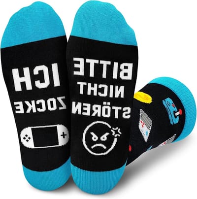 Grappige Gamersokken met 'Bitte Nicht Stören Ich Zocke', Perfect Cadeau voor Gamers en Tieners