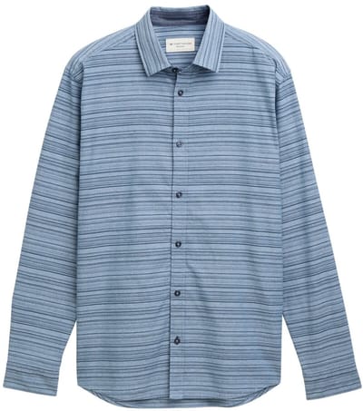 Tom Tailor - Regular fit overhemd met streeppatroon - Maat XS - teal blue varied cross stripe
