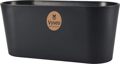 Vyveo - Bloempot Varda - 32x13x14 - Zwart - Bloempot voor binnen en buiten - Lichtgewicht - Breukbestendig - Vorstbestendig - UV-bestendig