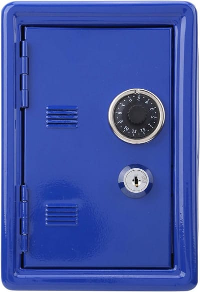 Mini-spaarpot voor kinderen - veilige kluis - blauw - metalen