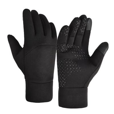 Gants d'hiver pour hommes, coupe-vent, imperméables, brossés, pour écran tactile, pour activités sportives de plein air XL black