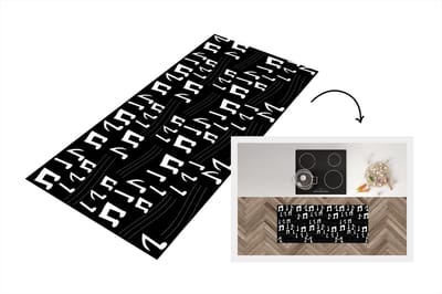 Keukenloper - Loper keuken - Muziek - Zwart Wit - Patroon - 120x50 cm - Keukenloper vinyl