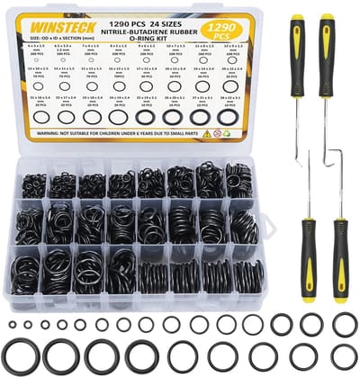 Rubberen O-ring assortiment - 1290-delig - pick & haak kit - reparatieslangen kranen auto's - universeel - hogedrukreiniger - lucht- en gasafdichtingen