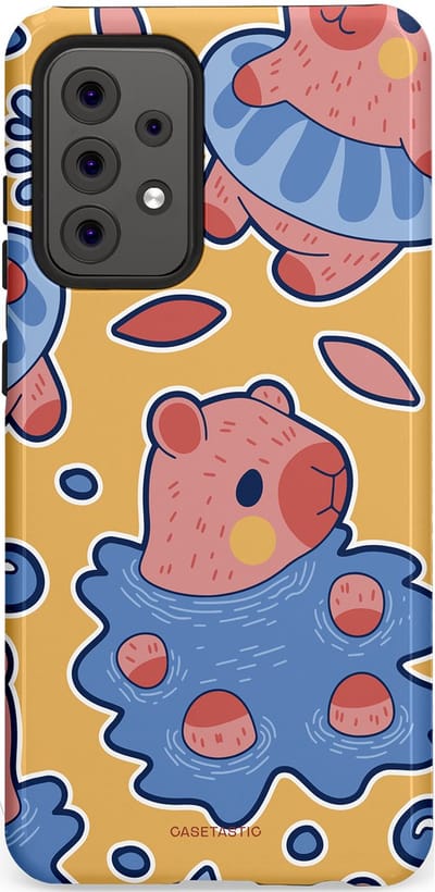 Casetastic Hoesje Geschikt voor Samsung A52 (4G/5G/s) - Stijlvolle Beschermende Duo-layer Case - Capibara plons