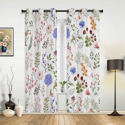 Rideaux Rétro Floraux Fleurs Sauvages pour Chambre Salon Rideaux Cuisine Chambre d'Enfants Rideau de Fenêtre Décoration de Maison Moderne 135W x 60H(cm) x1