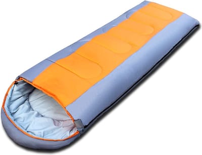 Slaapzak - Mummieslaapzak - Dekenmodel - Met een draagtas - Kamperen - 215x75 cm - Oranje/grijs