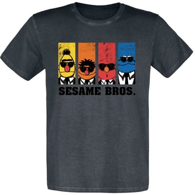 Sesame Street T-shirt - Sesame Bros. - M tot XXL - voor Mannen - zwart