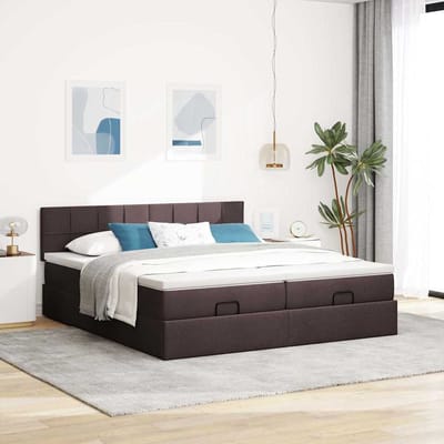 vidaXL - Ottoman - bed - met - matrassen - 200x200cm - stof - donkerbruin