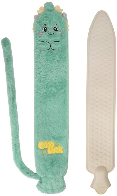 Dailygoods- Warmwaterkruik met pluche hoes - Lange warmwaterkruik - 1,5 liter - Verwarming voor nek/schouder/buik - Afneembare slang - Comfortabel ontwerp - Warmwaterfles