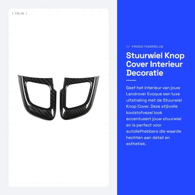 Dailygoods- Stuurwielknop Gloednieuw - Stuurwiel Knop Trim - Interieur Accessoires - Koolstofvezel Stijl - Compatibel met Evoque 2012-2017 - 2 Stuks - Stuurwielcover