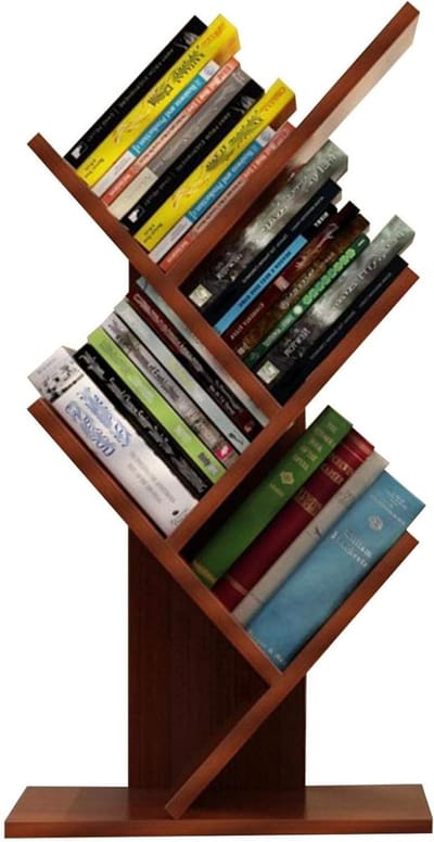 Houten Bureaubladplank - Kleine Boekenkast - Boeken Opbergen - Creatief Boomontwerp - 31 x 17 x 60 cm - Bruin