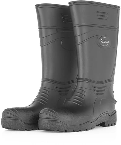 GEKO Zwarte herenlaarzen - Waterdicht PVC - Antislip - Oliebestendig - Maat 40 - Hoogte 38 cm