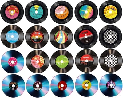 Vinyl Record Muurdecoratie in Retro 80s Stijl voor Cafe, Thuis en Feest - Zwart Design met Esthetische Touch