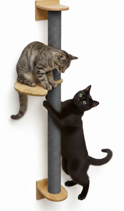 102 cm Wandkrabpaal met 1 Bamboe Plank - Katten Klimboom van Sisal - Krabpaal met Muurbevestiging