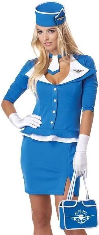 "Sexy blauw stewardess kostuum voor vrouwen  - Verkleedkleding - XL"